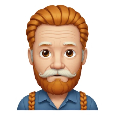 very old, white bearded and white mustached, ginger thick haired, braided, earringed sticker