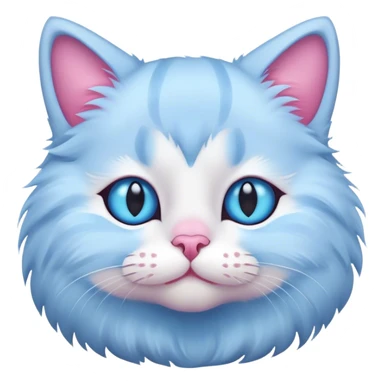 a light blue cat with a pink nose that's very fuzzy sticker