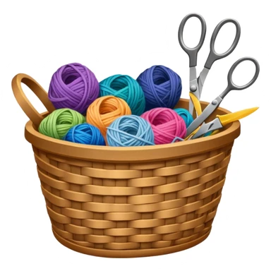 A tidy basket with neatly arranged skeins and scissors. sticker