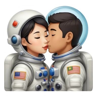 Asian Astronaut couple kissing  sticker
