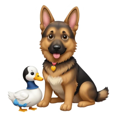 German Shepard with white duck/goose toy sticker
