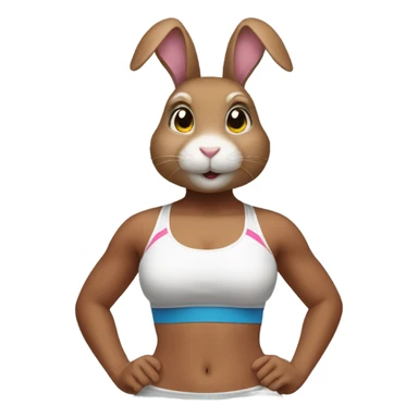 Bunny rabbit wearing a sports bra sticker