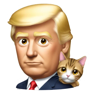 president Trump with a cat on his shoulder sticker