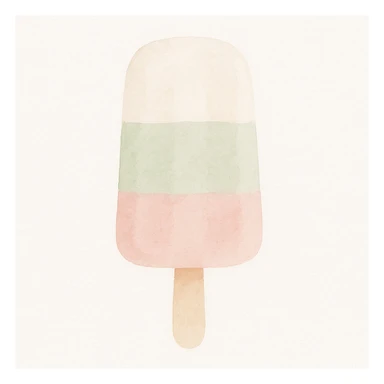 Handmade ice cream in watercolor style with white, green, and pink pastel tones. sticker