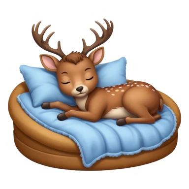 Cute deer sleeping in bed sticker