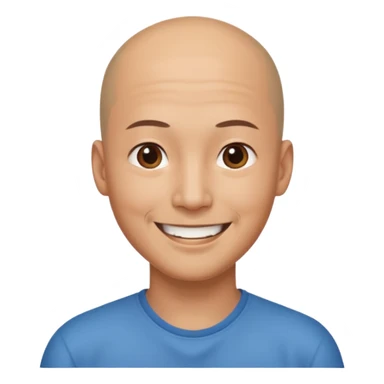 chineese man with a bald head and ponytail in the middle sticker