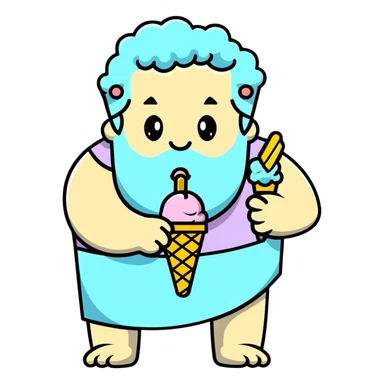 Zeus eating ice cream sticker