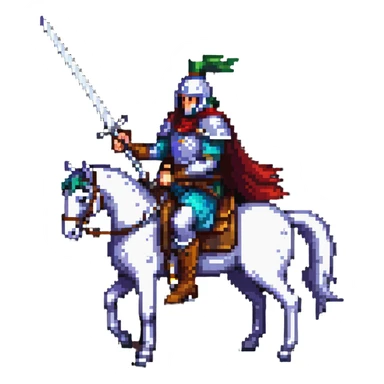 retro fantasy warrior riding a horse with sword raised sticker