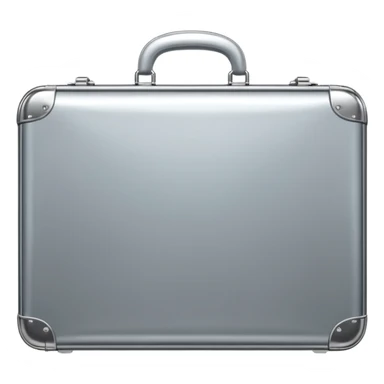 A luxury briefcase emoji made of polished silver chrome, smooth rectangular shape, metallic reflections, minimal high-end design, swag business aesthetic, iOS emoji style, centered, clean white background
 sticker