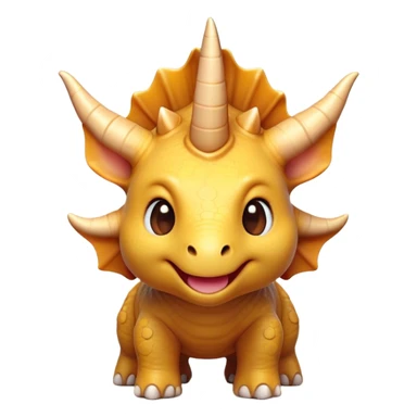 Cinematic Cute Triceratops Portrait Emoji, Head tilted playfully with a gentle smile, featuring a compact, sturdy body with three adorably prominent horns and a charmingly frilled head, Simplified yet irresistibly adorable features, highly detailed, glowing with a warm, inviting earthy glow, high shine, affectionate and lively, stylized with a touch of whimsical dinosaur charm, soft glowing outline, capturing the essence of a mischievous yet endearing Triceratops that seems as if it could trot out of the screen into your arms! sticker