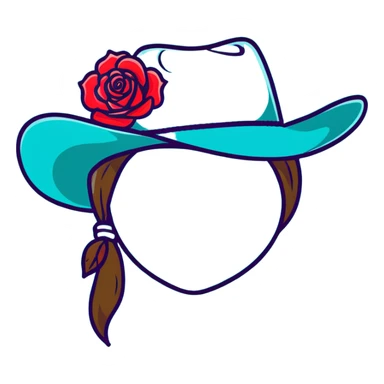 Denim cowgirl hat with red roses around the brim sticker