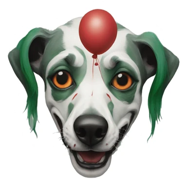 Green gray black red dog joker clown facepaint tattoos lurcher surrealism  sticker
