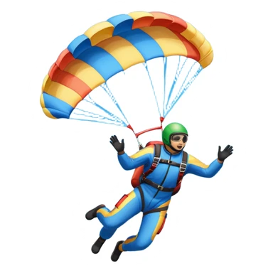 A skydiver free-falling through the clear sky, with a brightly colored parachute just about to open. The scene captures the thrill of the sport, with the vast expanse of the sky and distant ground below, emphasizing the excitement and adrenaline of parachuting sticker