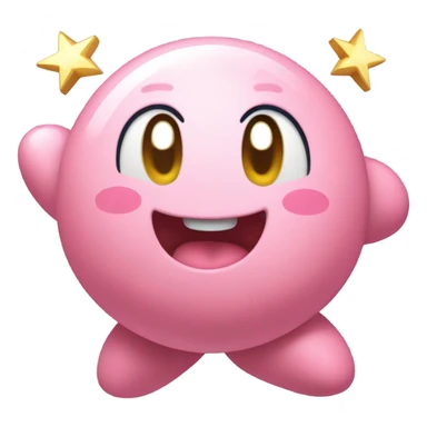 cute happy classic Kirby jumping on a star sticker