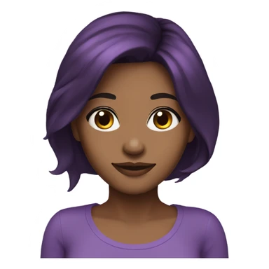 Beautiful woman with dark brown hair. Purple on ends of hair sticker