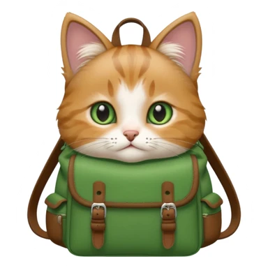 baby cat wear green backpack sticker