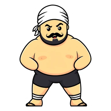 White skin fat guy with black durag, beard and mustache in wrestling singlet sticker