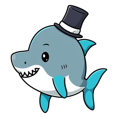 shark wearing a top hat sticker