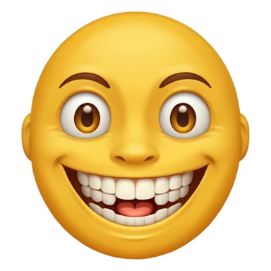 a smiling yellow face with very big teeth like the trivago guy sticker