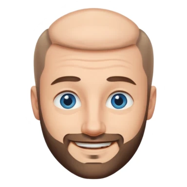 homme yeux bleus presque chauve et une barbe courte moins de chevaux et sourir sticker