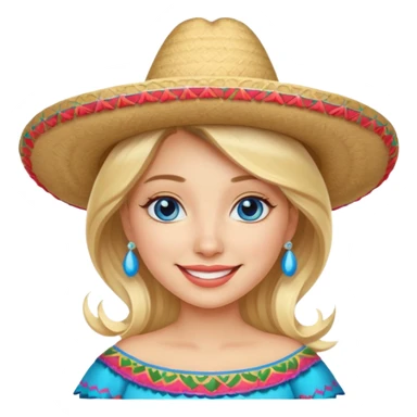 Blonde in a Mexican sombrero with blue eyes sticker