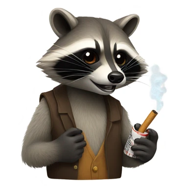 raccoon with cigarette  sticker
