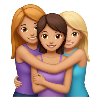 three girls aggressively hugging  sticker