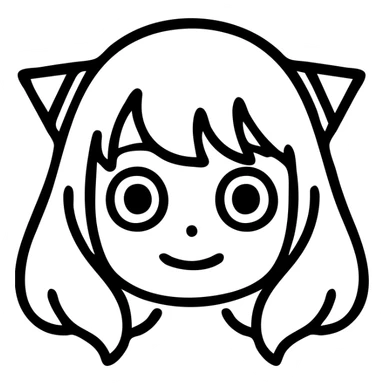 Spy x Family icon, Anya's face with signature pink hair and horns, bold modern icon style, minimal color palette, easily recognizable sticker