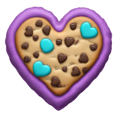 Purple teal chocolate chip heart cookie sticker