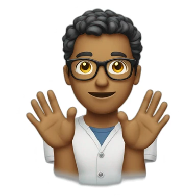 Geek with glasses showing hands sticker