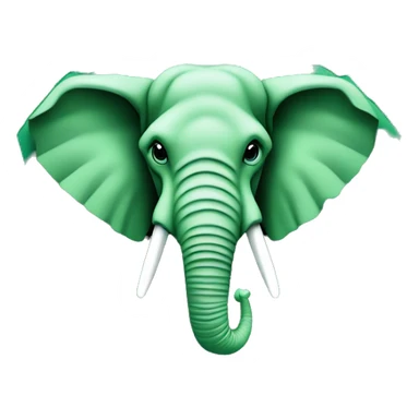 A Green elephant's head looking straight on against a background of a granite hexagon, the elephant's ear has a PHP logo tattoo sticker
