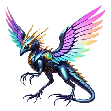  Epic legendary warm-colored sunny rare glowing mechanical sparkly bioluminescent luminescent vibrant bright pastel dark exotic iridescent colorful gradients futuristic modern metallic glossy glittery fantasy-cyber-Fakémon-Vernid-creature sticker