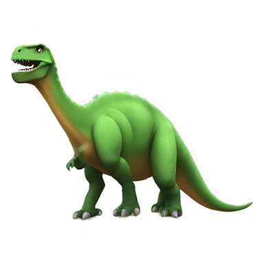 A dinosaur whose background is a colored cloud and there is grass on the ground and a mountain behind it sticker