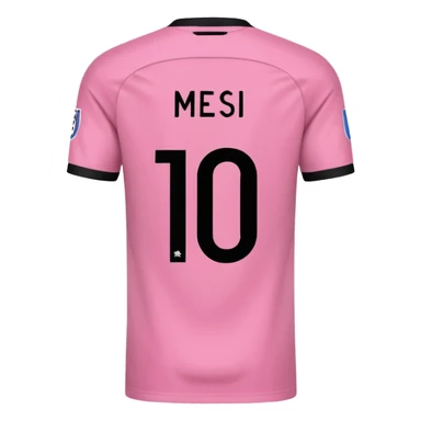 create an emoji of a pink football shirt that has MESSI 10 written on the back of it - the writing should be black sticker