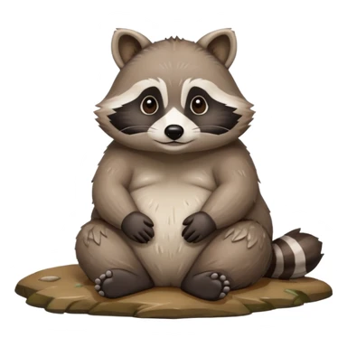 fat raccoon sitting by a riverbank sticker