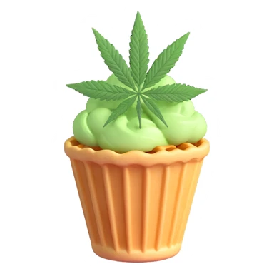 colorful gelato in a waffle cup with cannabis leaf sticker