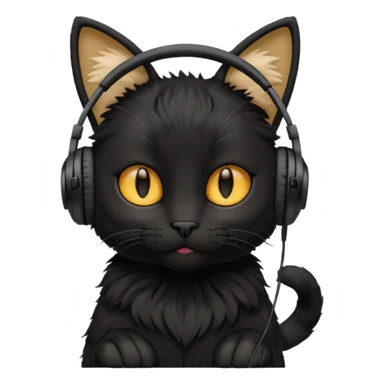 black cat wearing headphones sticker