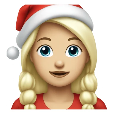 White blond girl as santa claus With hat  sticker