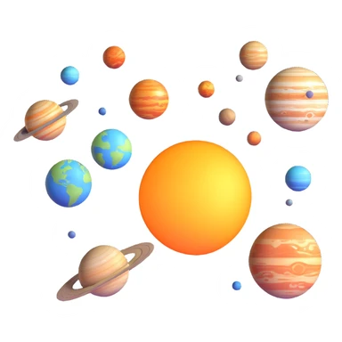 detailed 3D solar system with sun and planets sticker