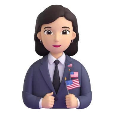 fat person in business suit with American flag pin sticker