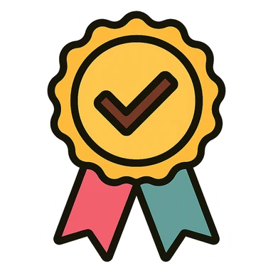 vector icon of a seal of trust with gold and colorful elements, elegant and minimalist flat design, isolated on white background, award badge style, 2D flat vector, trending icon look, soft shadows, no text, perfect for commercial use, icon style, variation 4 sticker