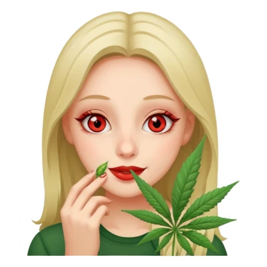 Girl happy smelling marijuana  sticker