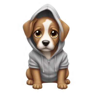 Puppy wearing a hoodie sticker