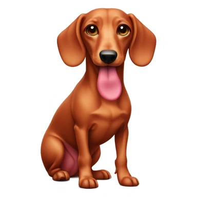 Light red sausage dog with a pinkish nose sticker