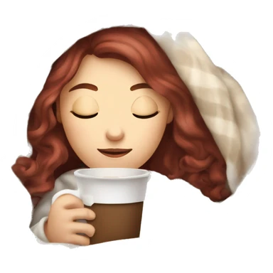pale burgundy haired girl inside a blanket sipping coffee eyes closed sticker