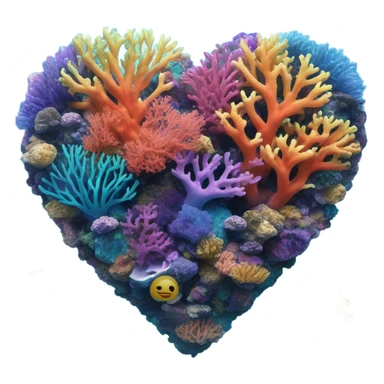Colorful ocean Coral reef in a the shape of a heart sticker