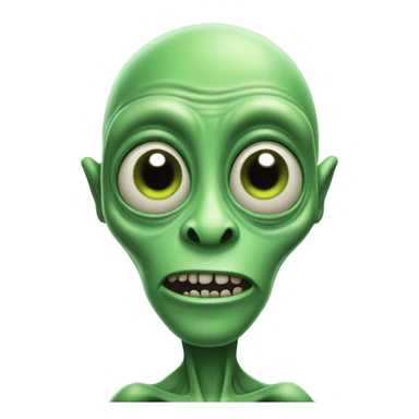 green alien named oober schlort with big forehead and cheek bones and big lifeless eyes sticker