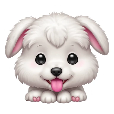 a white cute baby dog with a little gray stain on one eye sticker