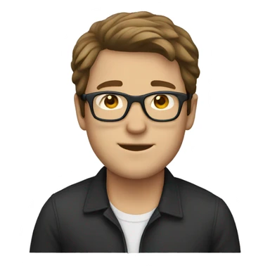 white Guy with flat brown hair with glasses sticker