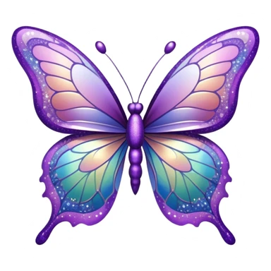 Pastel sparkly purple glittery iridescent rainbow transparent butterfly with detailed intricate patterns sticker